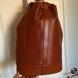 LOUIS VUITTON Randonne Sling Congac brown LV backpack with dust bag FLAWLESS